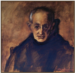 Painting by Stanley Roseman, "Dom Henry, Portrait of a Benedictine Monk," 1978, St. Augustine's Abbey, England, oil on canvas, Mus�e des Beaux-Arts, Rouen. Copyright � Stanley Roseman.
