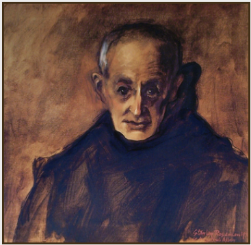 Painting by Stanley Roseman, "Dom Henry, Portrait of a Benedictine Monk," 1978, St. Augustine's Abbey, England, oil on canvas, Mus�e des Beaux-Arts, Rouen. Copyright � Stanley Roseman.
