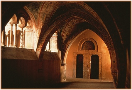 The thirteenth-century cloister of the Abbey of Subiaco, Italy. Photo � Ronald Davis 