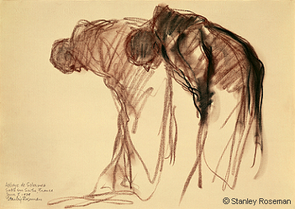 Drawing by Stanley Roseman, "Two Monks Bowing in Prayer," 1979, Abbaye de Solesmes, France, chalks on paper, National Gallery of Art, Washington, D.C. Copyright � Stanley Roseman.